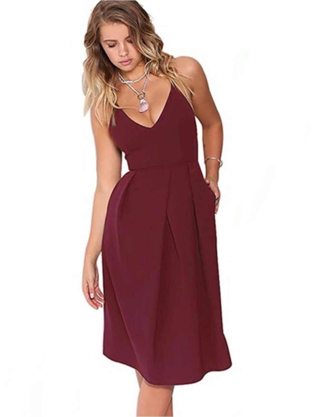 Elia Cher maroon spaghetti strap dress size M - brand new with tag